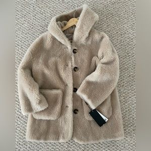 NWT 100% wool fur teddy jacket coat twice used, no tags!!!